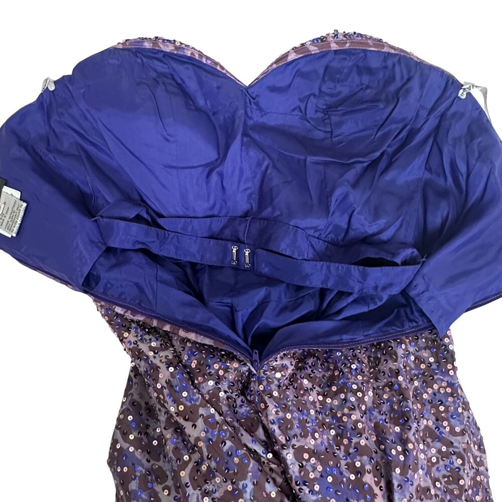 Jovani Purple Strapless Sequined Leopard Print Ball Gown Prom Dress Sz 0 - Picture 10 of 14